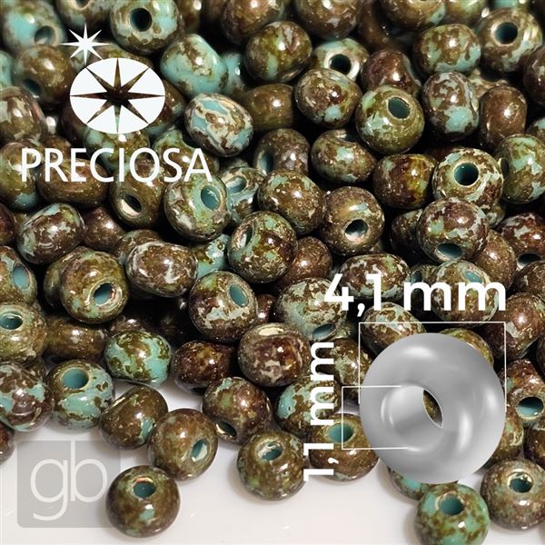 Preciosa rokajl 6/0 4,1 mm Tyrkysov Travertin 69130 50 g