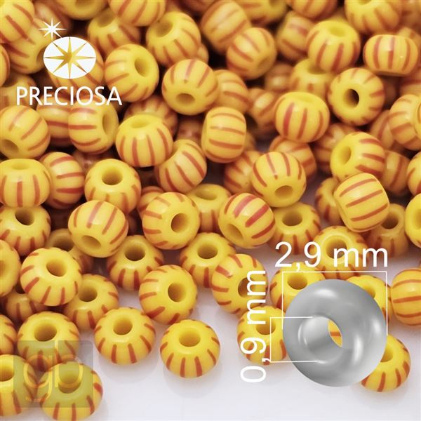 Preciosa STRIPED rokajl 8/0 2,9 mm lut erven 83971 50 g